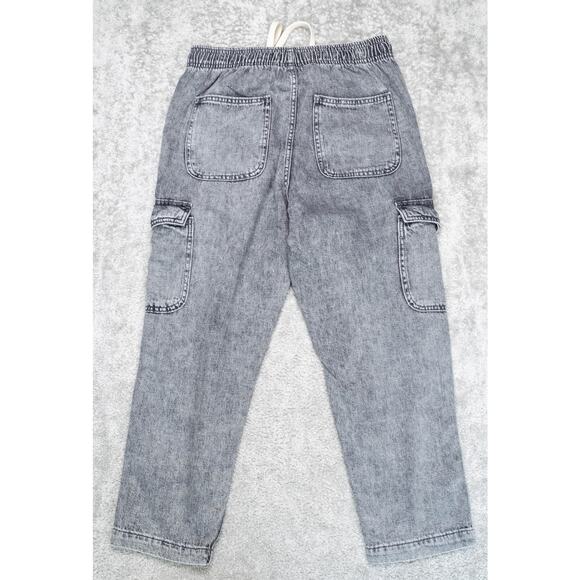Gap Denim Easy Pull On Cargo Jeans Gray Stonewashed Cropped Womens Size S - Picture 3 of 14